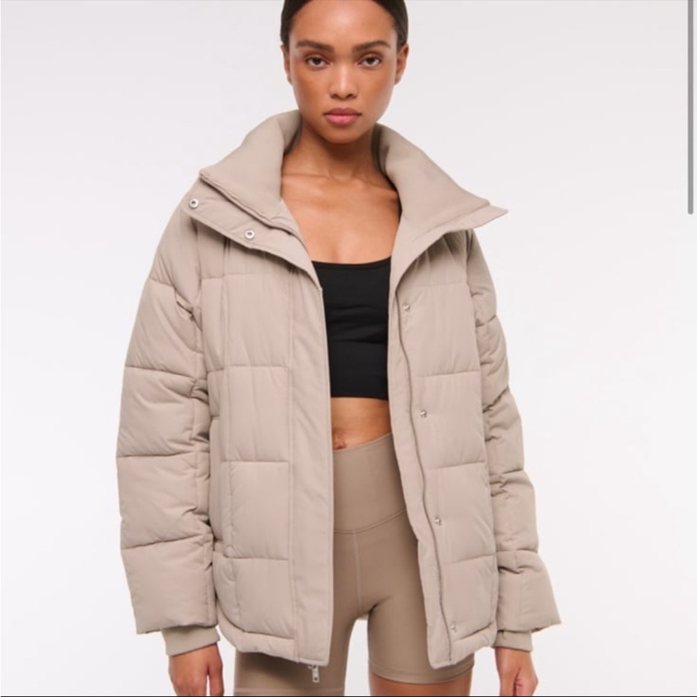 Abercrombie & Fitch Beige Puffer Jacket - Picture 6 of 7